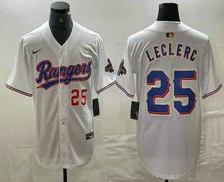 Men%27s Texas Rangers #25 Jose Leclerc Number White 2024 Gold Collection Limited Cool Base Jersey->texas rangers->MLB Jersey